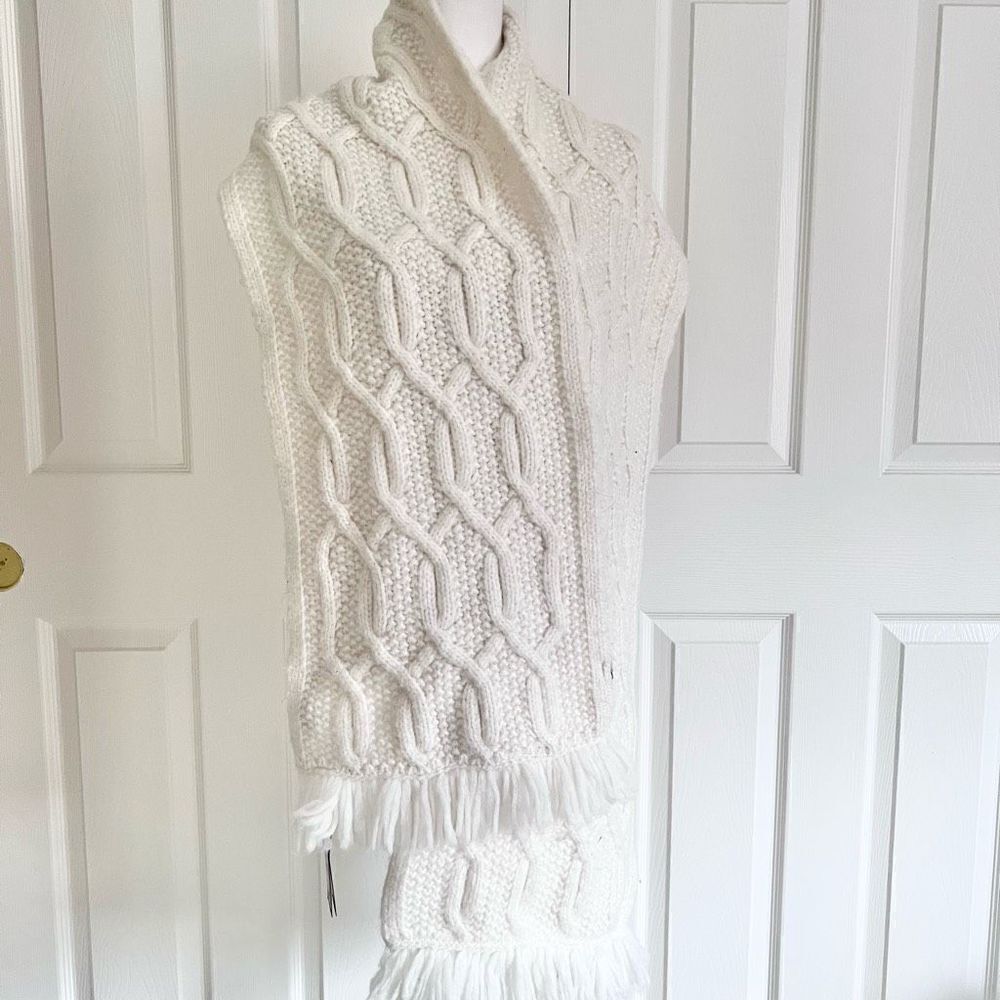 Ted Baker Wool Blend Cable Knit Scarf in Ivory NWT MSRP $139